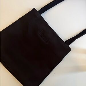 Harrods Black Leather Messenger Bag